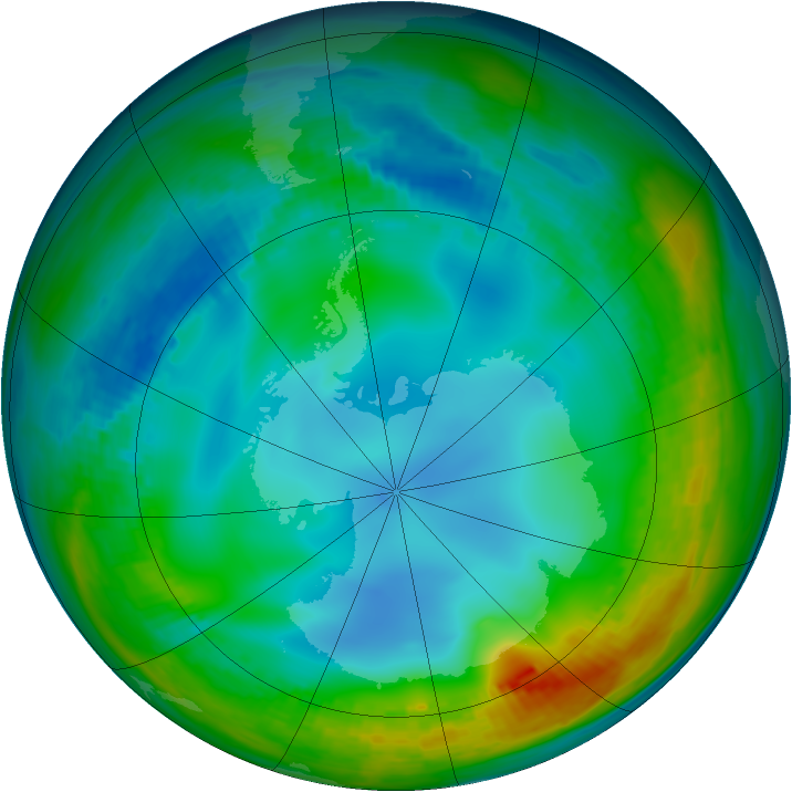 Antarctic ozone map for 31 May 1984